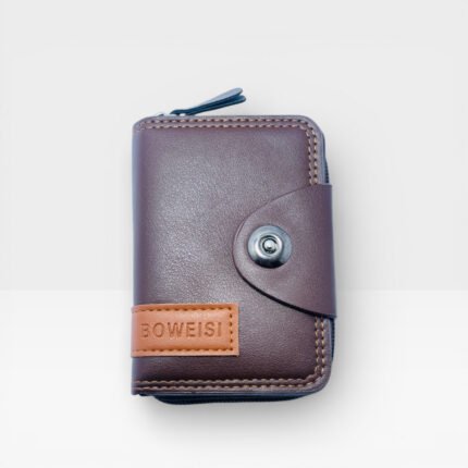 Boweisi Brown Secure Zipper Wallet